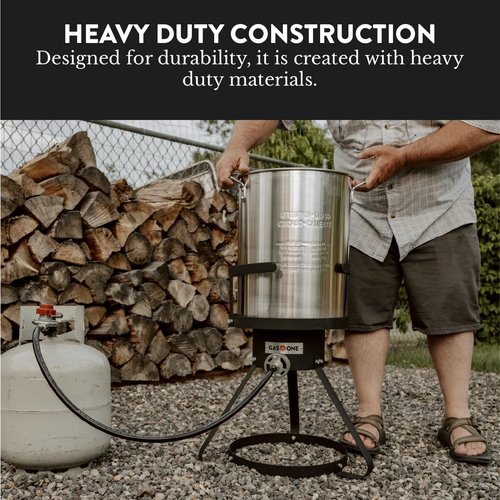 GasOne 30Qt Aluminum Stock Pot with Strainer and Lid – Large Deep Fryer Pot with Basket for Boiling, Frying Turkey, Seafood, Crawfish – Food-Grade Aluminum Large Cooking Pot with Sturdy Handles