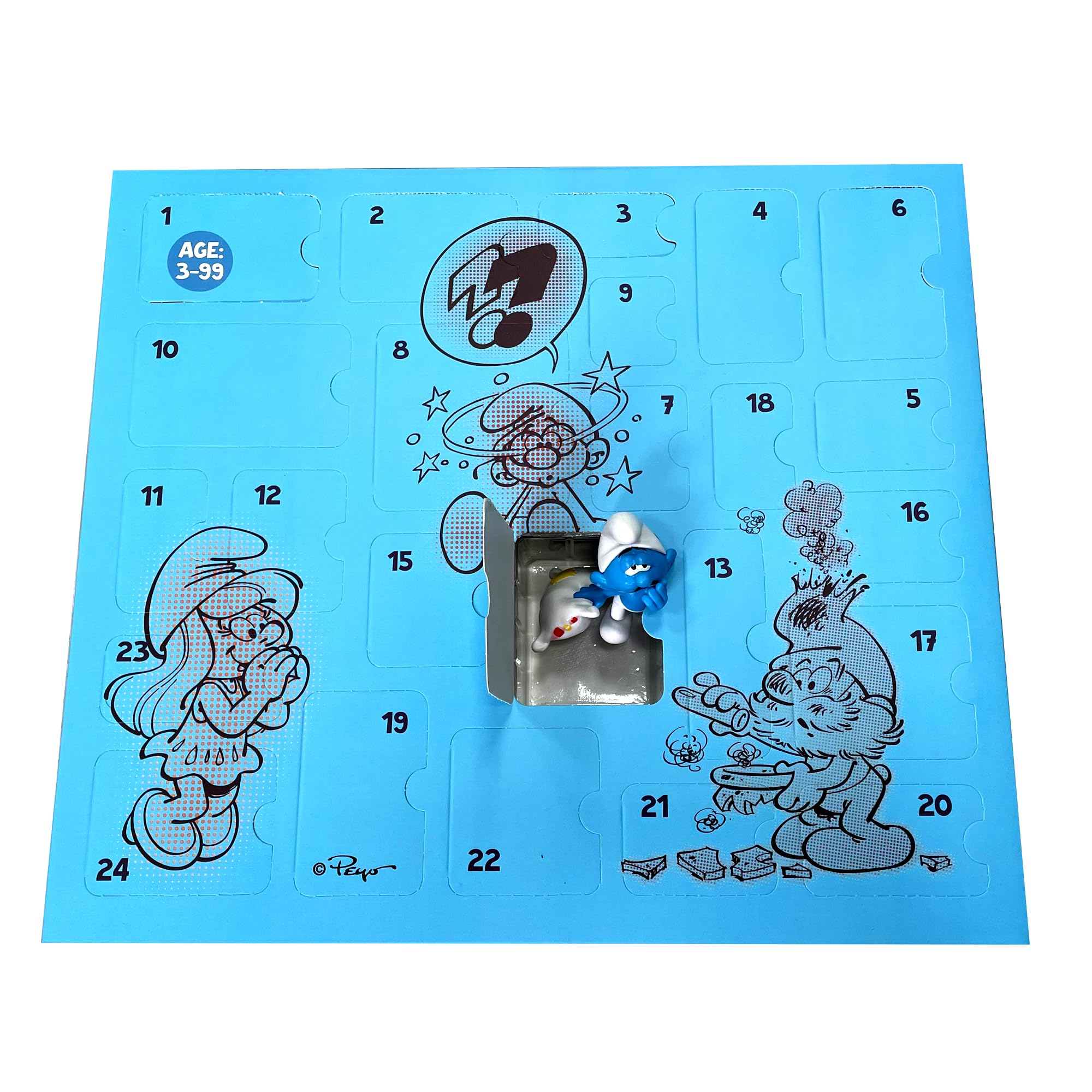 The original SMURFS countdown Calendar Collectible Cartoon Toys for Boys and Girls, 12 Figurines + 12 SMURFY gifts! Ages 3+. 24 Pieces