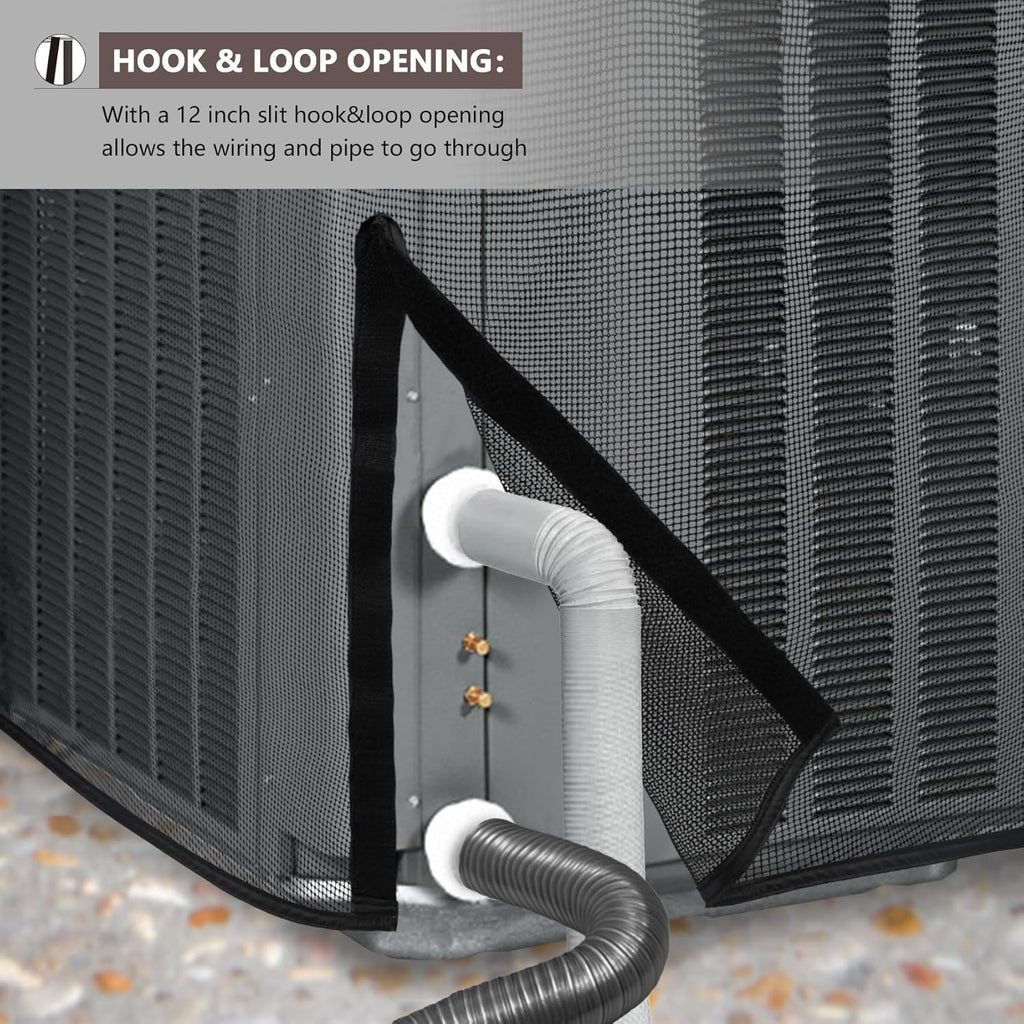 ULTCOVER Air Conditioner Defender Cover - 2 in 1 Full Mesh & Waterproof Fabric - Fits 30W x 30D x 32H Inch Units, Black