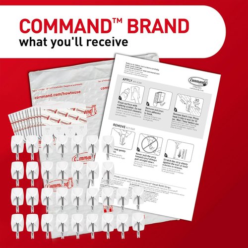 Command Small Wire Toggle Hooks - Damage-Free Hanging Wall Hooks with Adhesive Strips | 32 Count, Holds Up to 0.5 lb