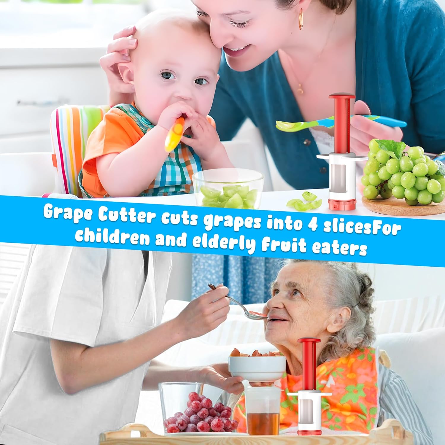 Skiennix Grapes Cutter for Toddlers | Safe Fruit & Veggie Slicer with Red CrossBlade - Ideal for Snacks & Salads