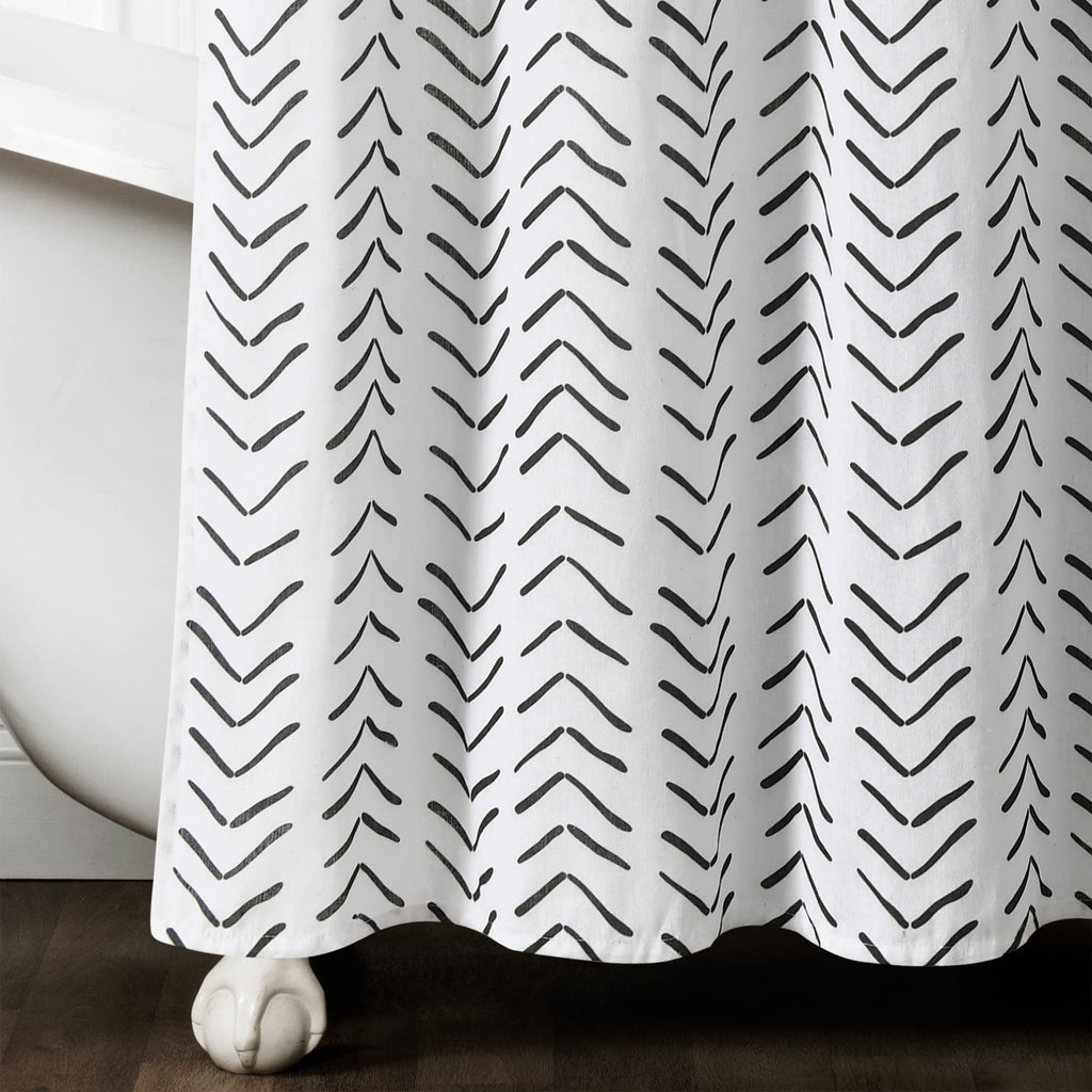 Lush Decor Hygge Modern Arrow Linen Look Shower Curtain, 72" X 72", Black & White