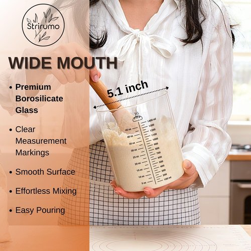 58oz Sourdough Starter Jar Kit – Large Glass Fermentation Jar with Feeding Tracker, Sourdough Starter Recipe Guide, and Essential Bread Baking Tools for Homemade Sourdough