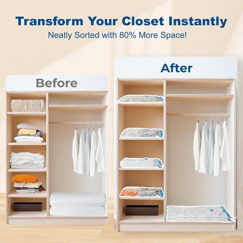 HOUSE DAY Vacuum Storage Bags - 30 Pack with Electric Pump | 4 Sizes for Clothing, Bedding & Travel - Airtight & Reusable