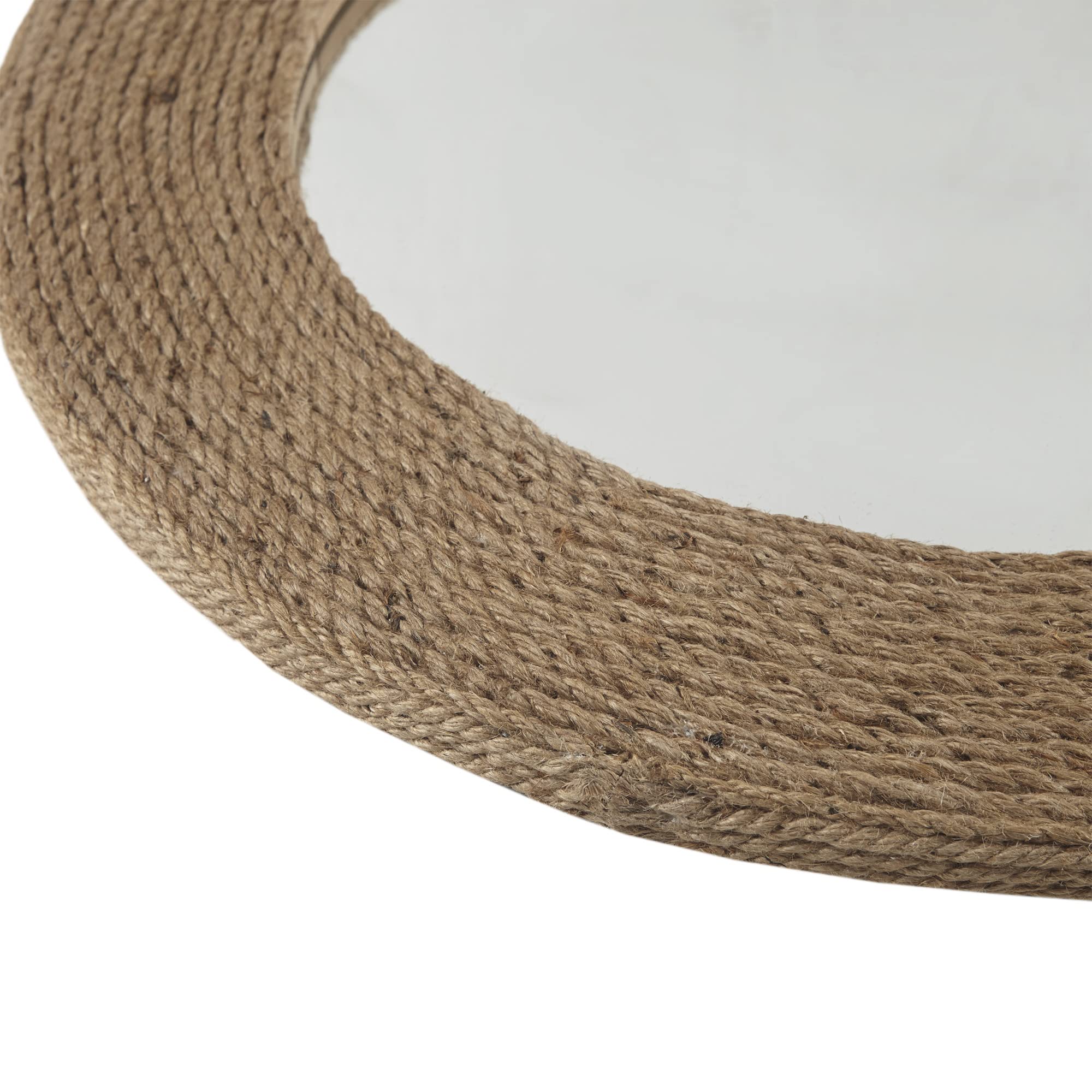 Madison Park Wall Décor Cove Cottage Style Round Jute Rope Frame, Mirror for Living Room, Console Table Center Piece Home Accent, Ready to Hang Bedroom Decoration, 26" W x 26" H, Natural