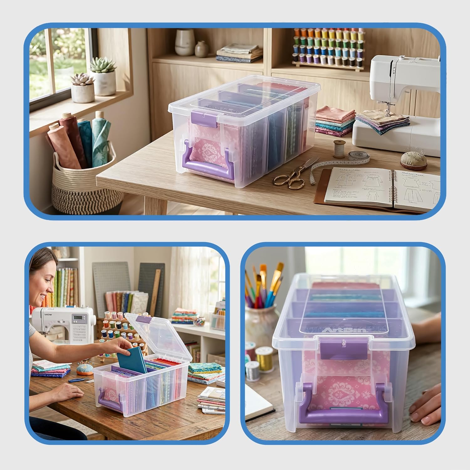 ArtBin Semi Satchel Craft Organizer - Clear Portable Storage Case with 3 Dividers for Supplies