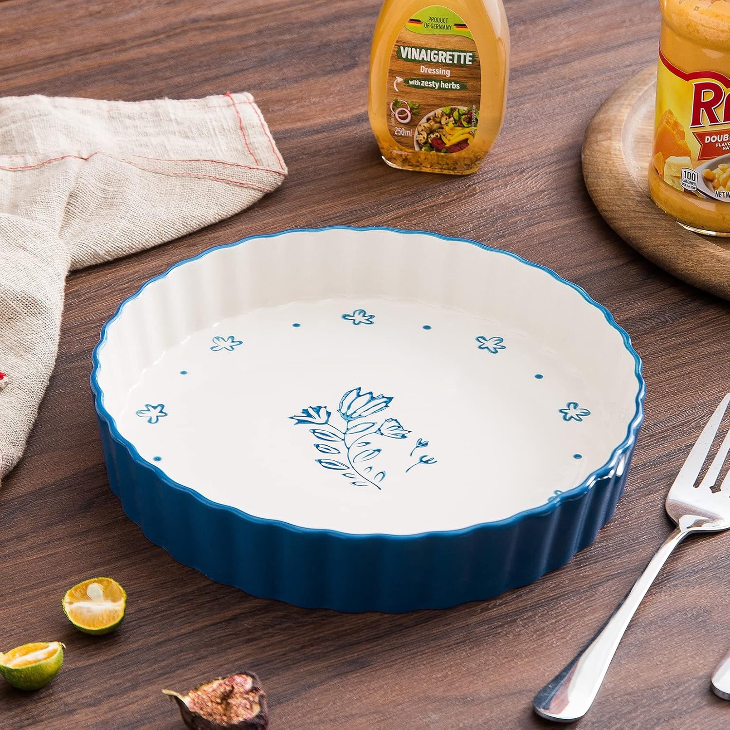 Wisenvoy Ceramic Pie Pan - 9 Inch Deep Dish Tart Pan for Perfect Quiches and Pies