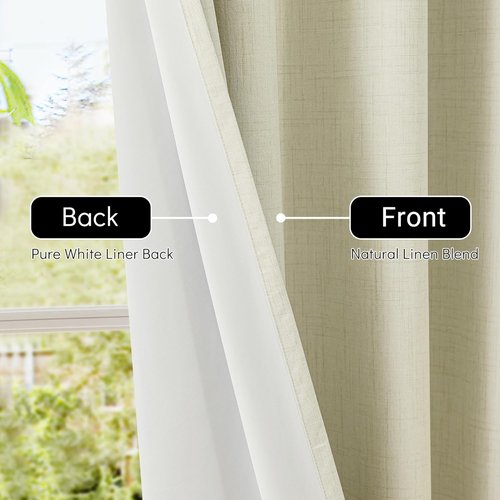 ChrisDowa 100% Blackout Curtains - 84 Inch Linen Drapes for Privacy Protection | Beige, 2 Panels 52" W x 84" L