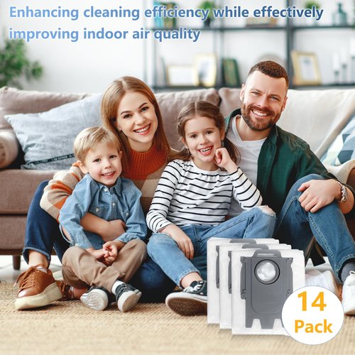 14 Pack Replacement Dust Bags for Roborock Qrevo Curv, Q Revo, Q Revo S, Q Revo MaxV, Q Revo Pro, Qrevo Master, S8 MaxV Ultra, S8 Max Ultra, Saros 10/10R Robot Vacuum Cleaner, 2.7L Large Capacity Bags