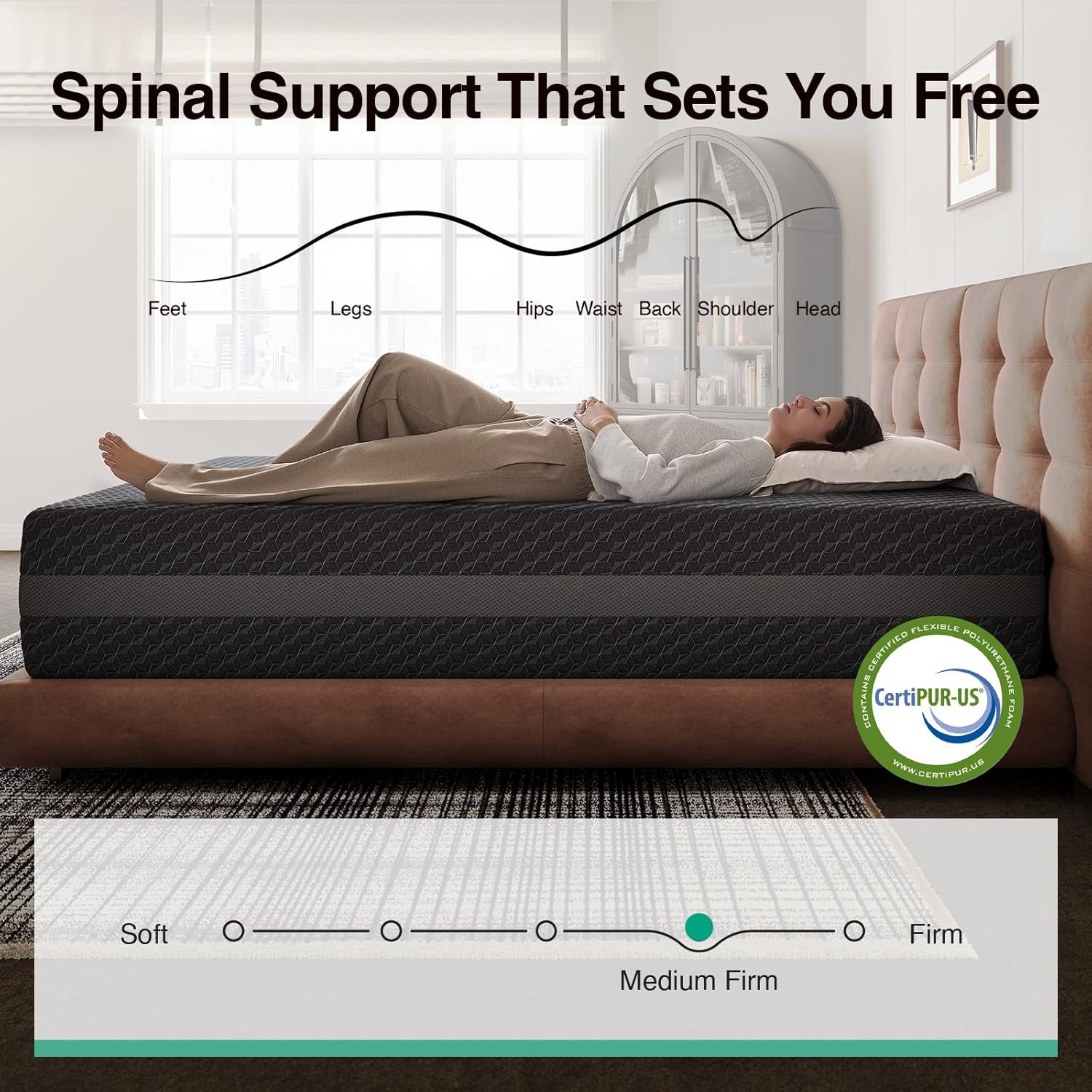 Novilla 14 Inch Queen Gel Memory Foam Mattress - Green Tea-Infused for Pressure Relief & Support