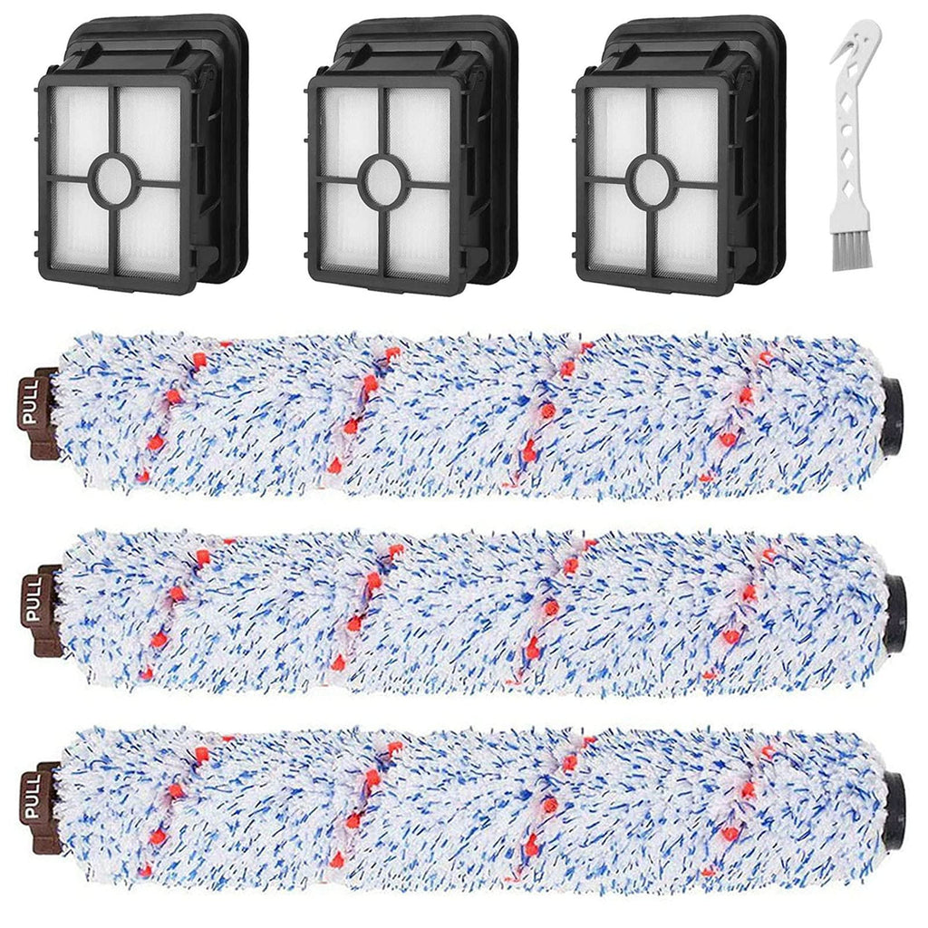 Bvhonwe 6 Pack Replacement Parts Compatible with Bissell CrossWave Vacuum Cleaner, 3 Pack Multi-Surface Brush Roll 1868 ,3 Pack Vacuum Filter 1866,Compare to Part 1608683, 160-8683, 1608684