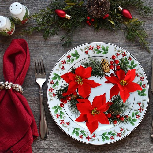 Christmas Candle Rings by [Brand Name] - Set of 2 Pinecone & Red Poinsettia Wreaths for Pillar & Taper Candles | Festive Centerpieces for Holiday Decor