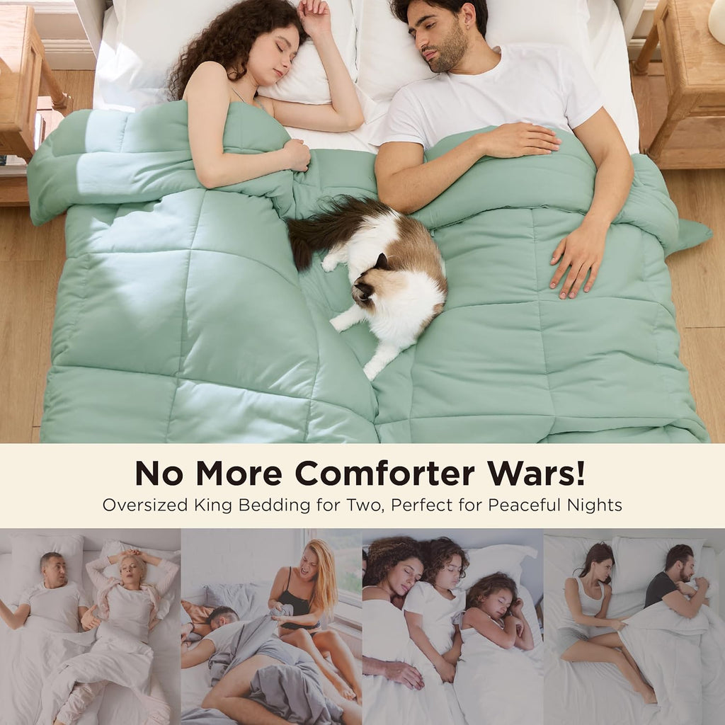 Bedsure Comforter Duvet Insert - Oversized King Size All-Season Down Alternative Bedding | Sage Green 116x98 Inches