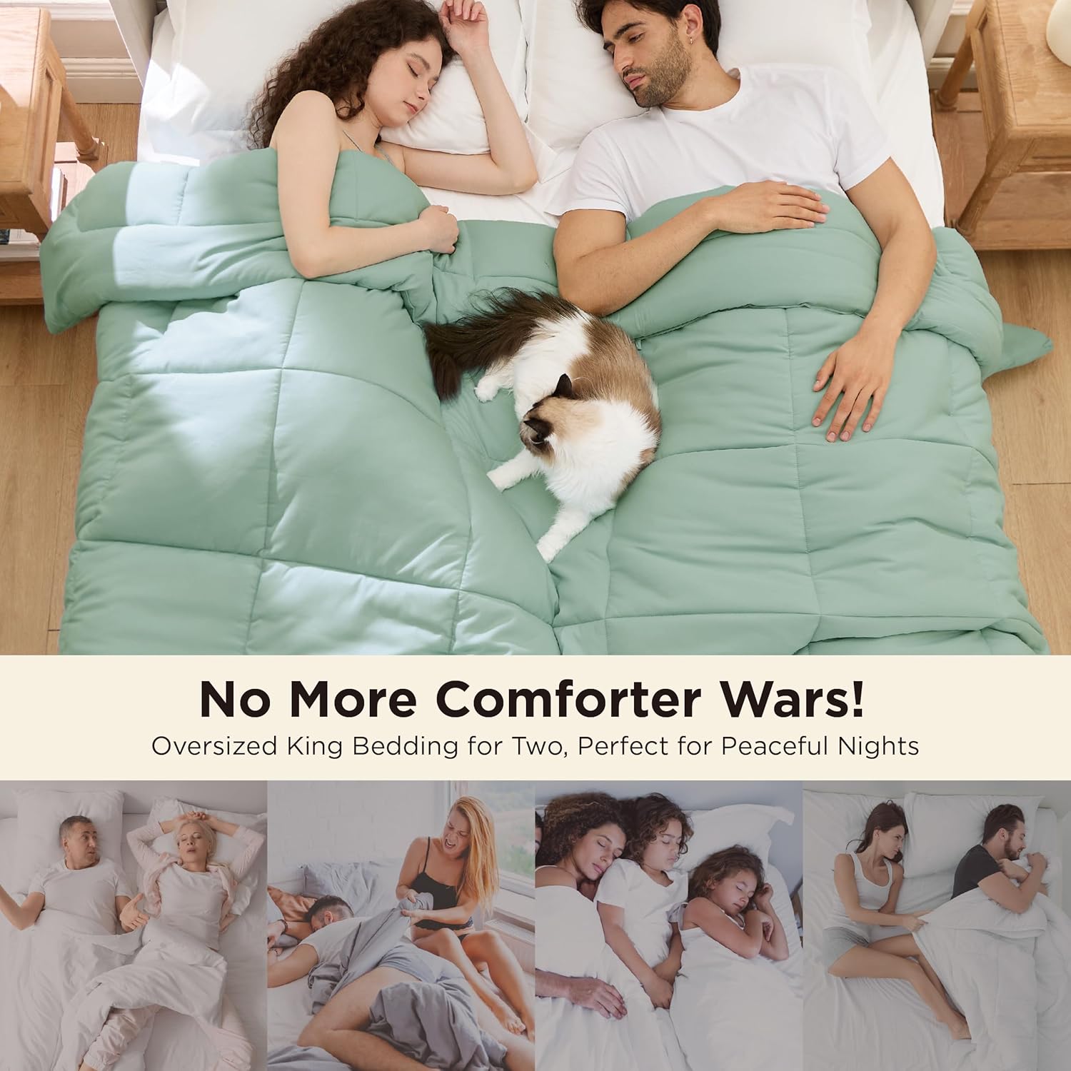 Bedsure Comforter Duvet Insert - Oversized King Size All-Season Down Alternative Bedding | Sage Green 116x98 Inches