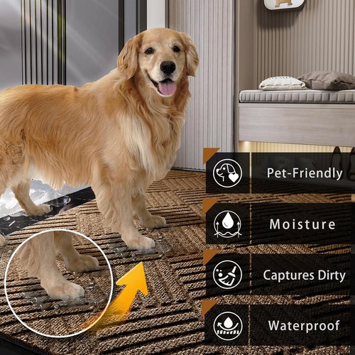 EGO LIFE 100% Waterproof Doormat - Extra Durable Natural Rubber Backing | Easy Clean, All-Season, 47x35 Brown