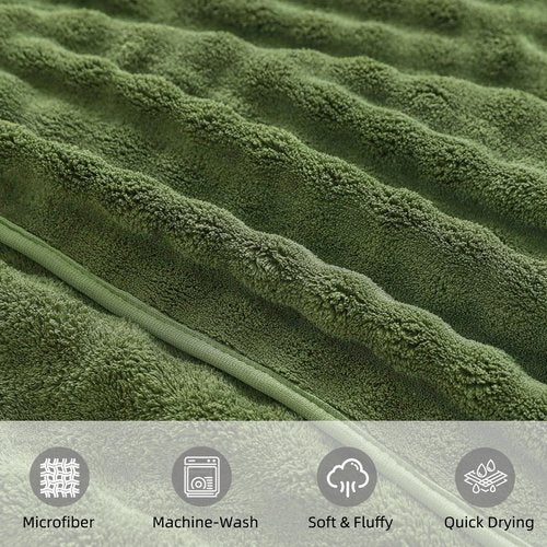 KBY Bath Towels Set 6 Piece 40x80 Inches，2 Extra Large Bath Sheets 2 Hand Towels 2 Washcloths，Highly Absorbent Quick Dry Microfiber,Ultra Soft Towel Set for Bathroom，Spa，Gym， Hotel (Olive Green)