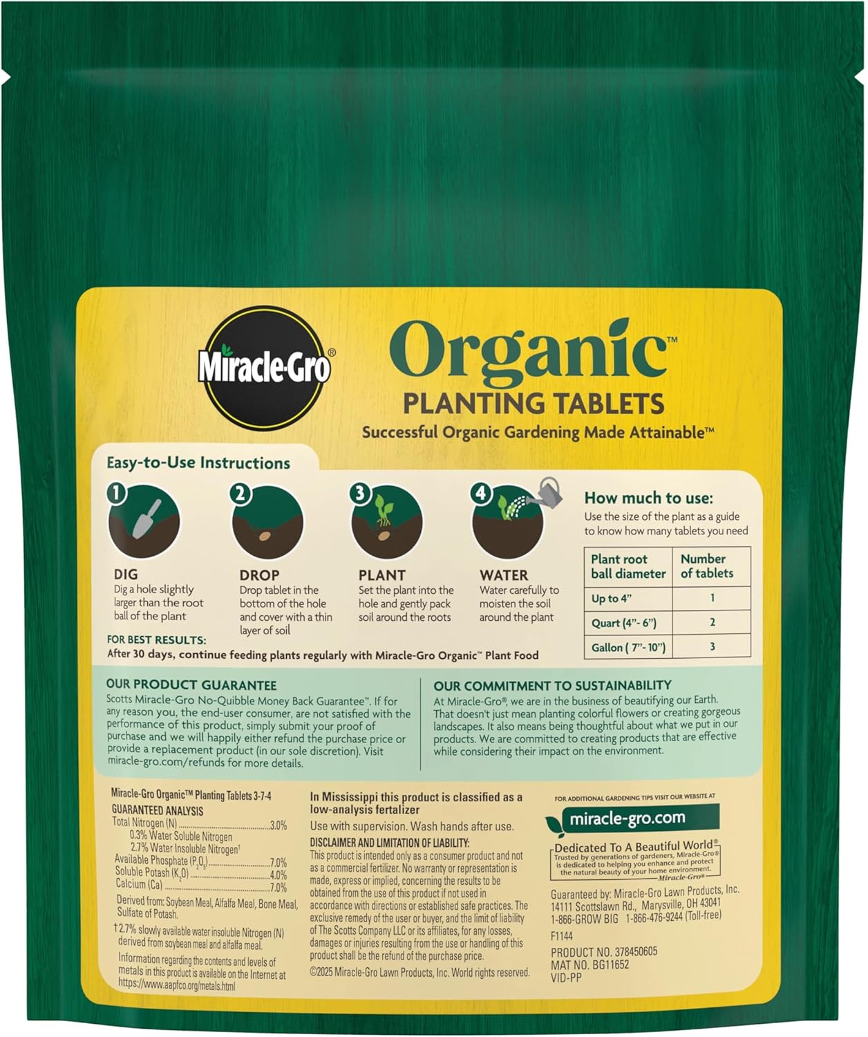 Miracle-Gro Organic Planting Tablets - Boost Early Rooting for Transplants | 20 Calcium-Infused Tablets