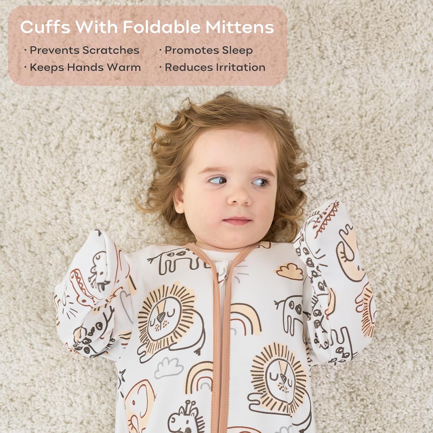 Yoofoss Baby Sleep Sack - 100% Cotton Long Sleeve Wearable Blanket for Infants 6-12 Months | 2-Way Zipper, 0.5 Tog