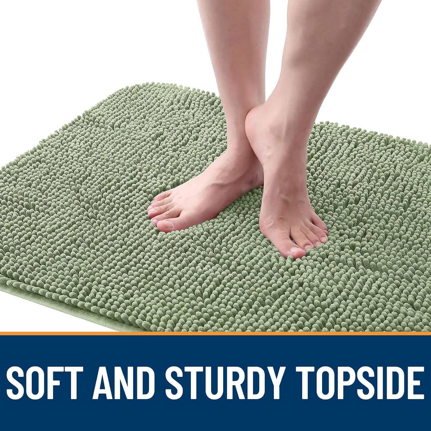 OLANLY Dog Door Mat - Absorbent Non-Slip Chenille for Muddy Paws | 59x20 Sage Green Indoor Entryway Carpet