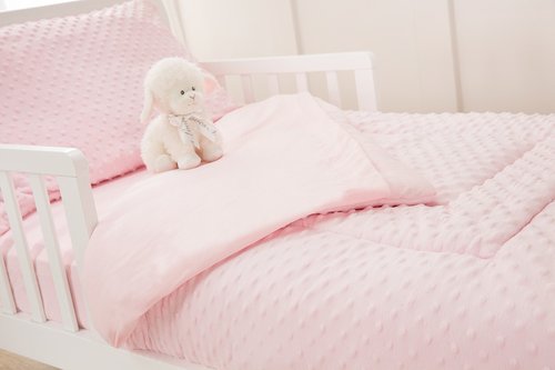 American Baby Company Heavenly Soft Minky Dot Chenille Toddler Bedding Set, Pink, 4 Piece, for Boys and Girls