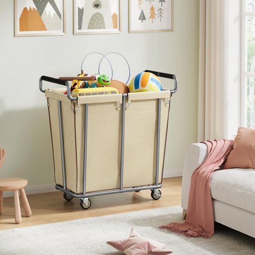Gewudraw Large laundry hamper with Wheels, 2 Bag 360L Big Rolling Laundry Basket Sorter Cart, Extra Large Laundry Clothes Hamper, Heavy Duty Laundry Basket Organizer for Laundry Room,Bathroom