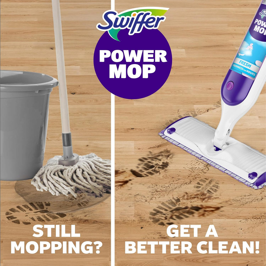 Swiffer PowerMop Multi-Surface Mop Kit - Effortless Floor Cleaning with Fresh Scent | Includes PowerMop, 2 Pads & Solution