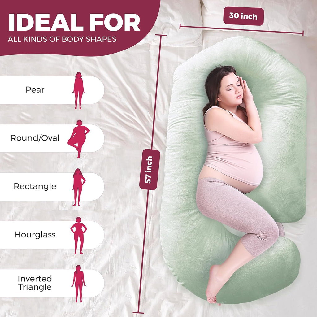PILLANI Pregnancy Pillow - V C U Shaped 57" Full Body Support with Removable Washable Cover | Cooling Maternity Cushion