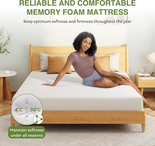 EGOHOME 5-Inch Twin Mattress - Cooling Memory Foam with Green Tea Gel, Medium Firm Support | 75''L x 38''W, White