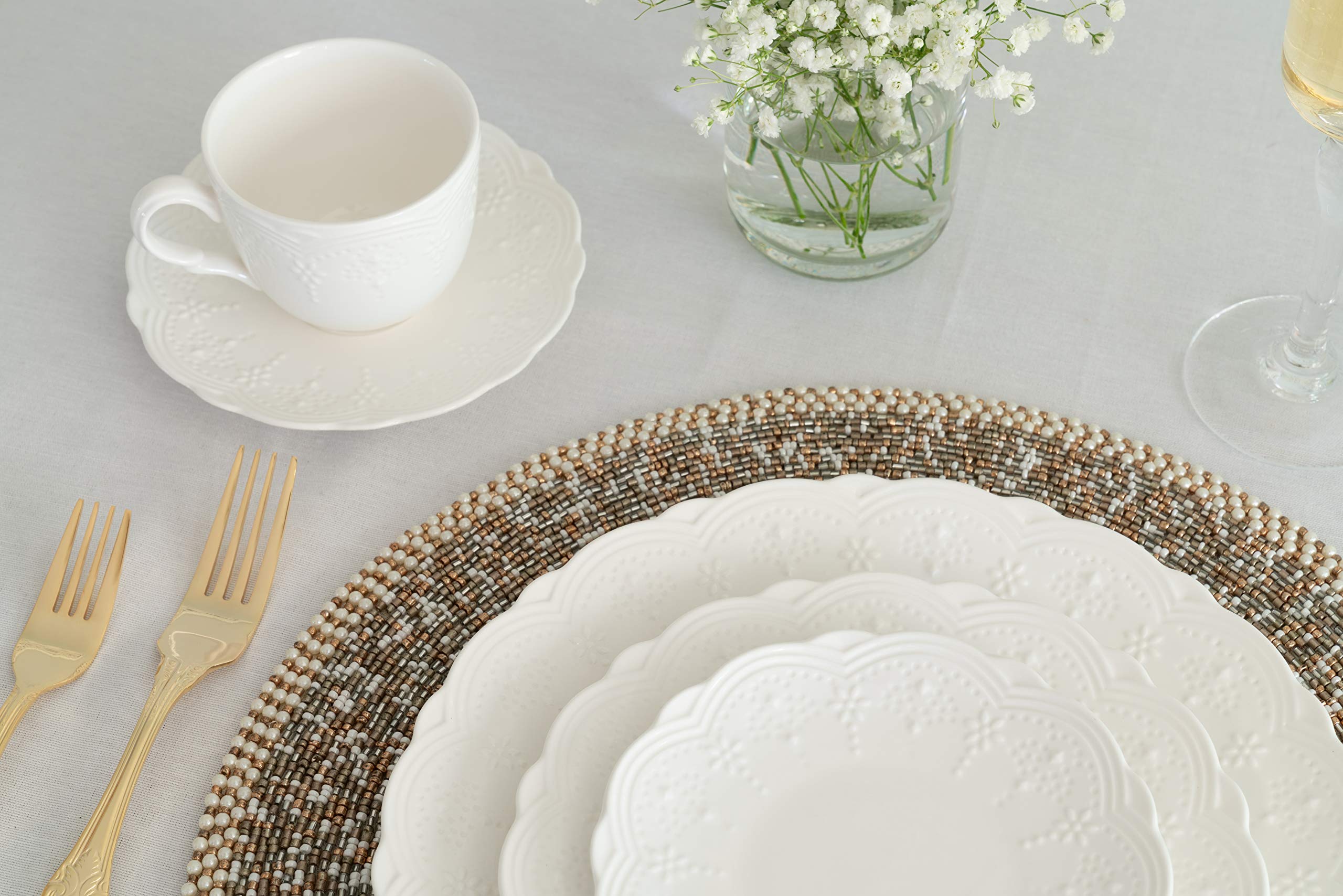 10 Strawberry Street Valentina 8" White Side Plate, Set of 6