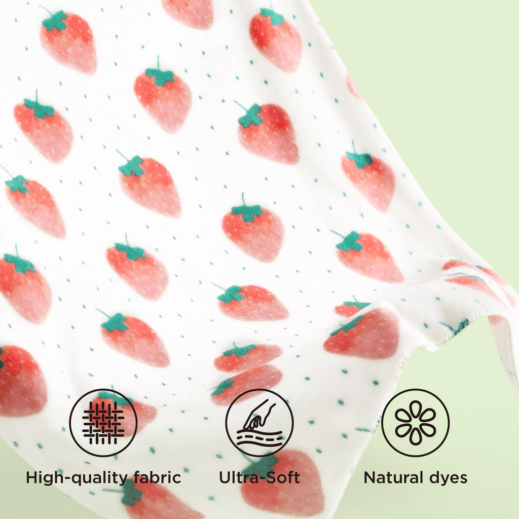 Bedsure Cute Strawberry Decor Throw Blanket Pink for Kids - Soft Fleece Throw Home Decor for Girls Women Teens as Birthday, GentleSoft Cozy Fruit Pattern Blankets for Couch Bed, 50x60