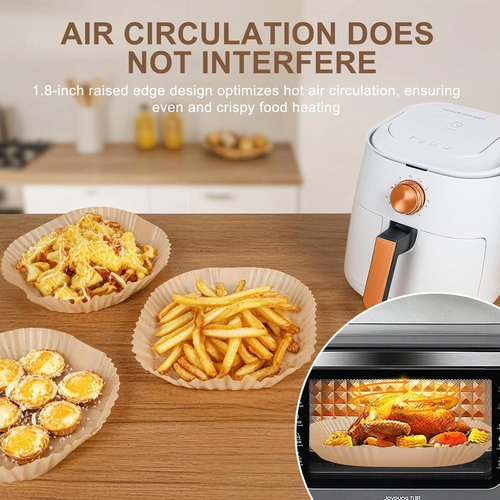 Air Fryer Liners | 8-Inch Non-Stick Disposable Sheets for Easy Cleanup | 100-Pack