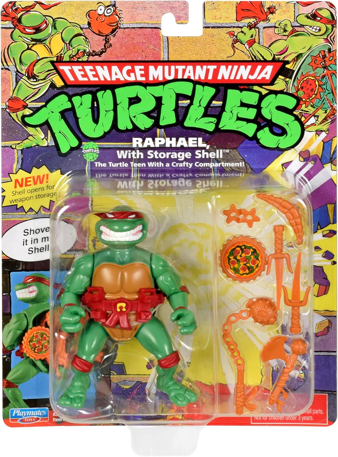 Playmates Toys Teenage Mutant Ninja Turtles Raphael 4” Classic Storage Shell Action Figure