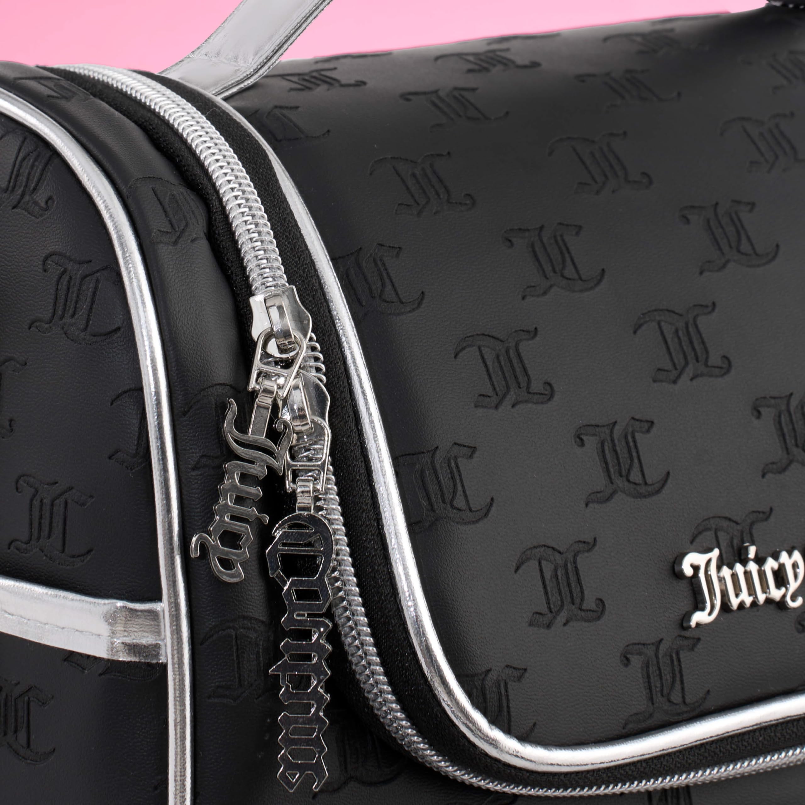 Juicy Couture Insulated Lunch Bag – Stylish Cooler Tote with Adjustable Crossbody Strap, Debossed Logo, Black – Women's Lunch Box Bag for Work, School, Travel