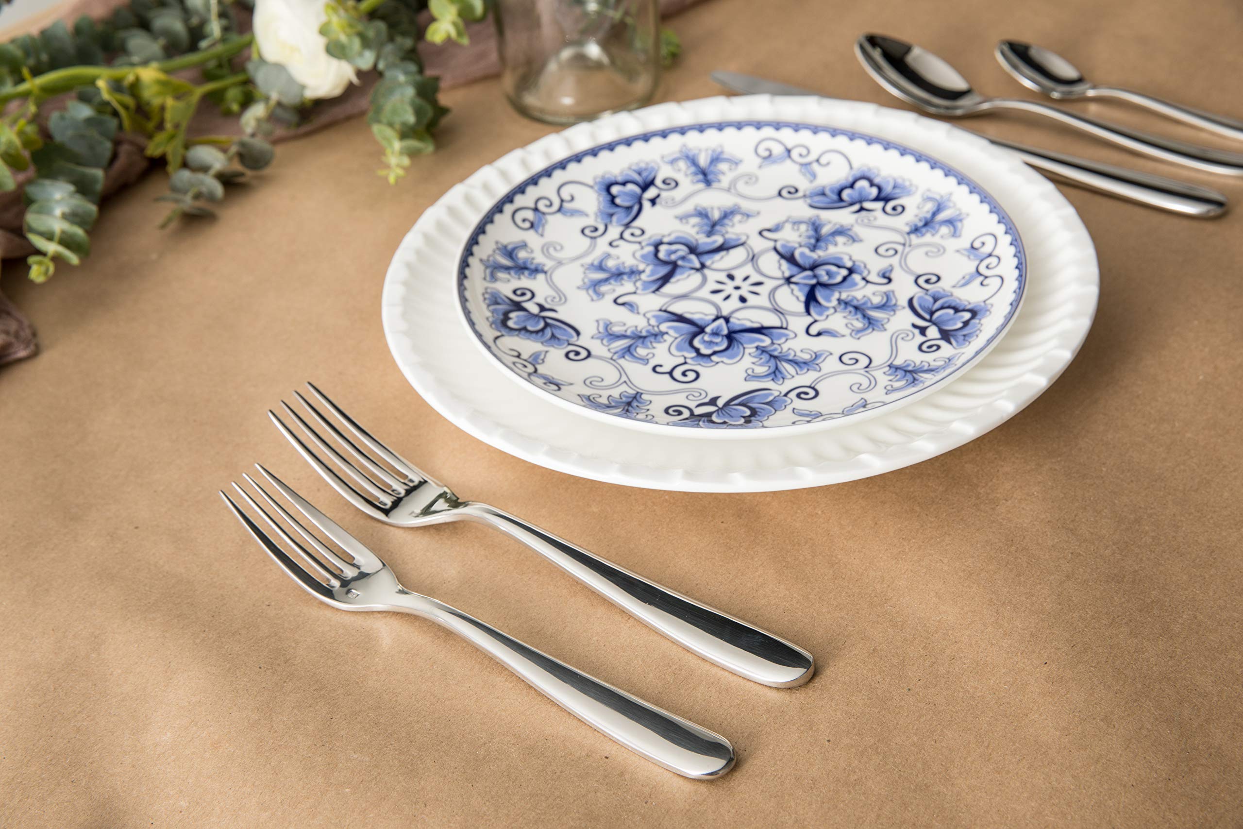 Fortessa Grand City Flatware 20 Piece Set, 10", Silver,