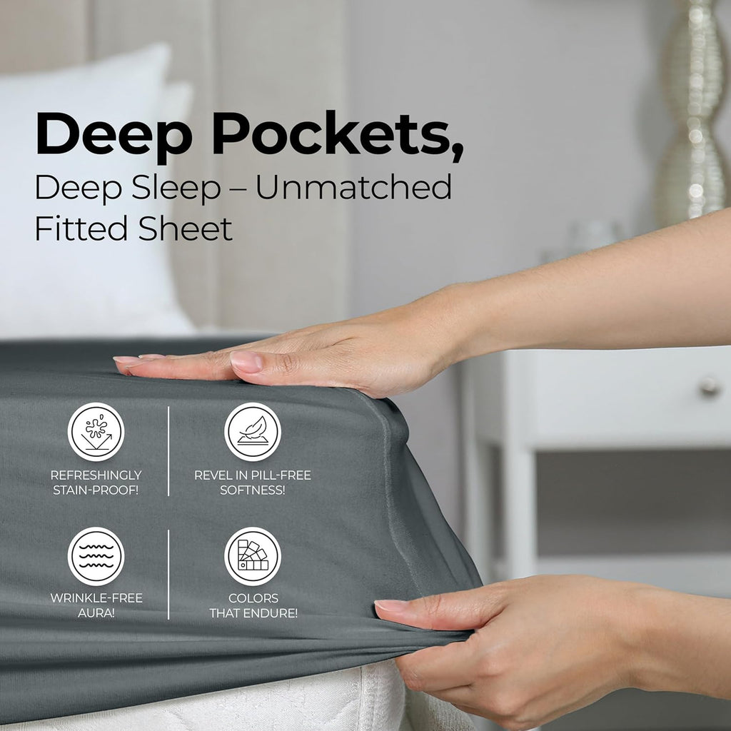 Utopia Bedding Twin Fitted Sheet - Soft Microfiber - Deep Pocket - Fade Resistant - Grey