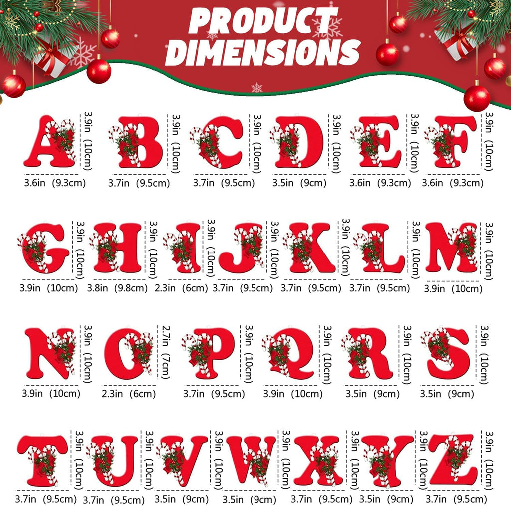 Skiennix 26 Letter Christmas Tree Ornaments - Personalized Hanging Alphabet Pendant for DIY Decor
