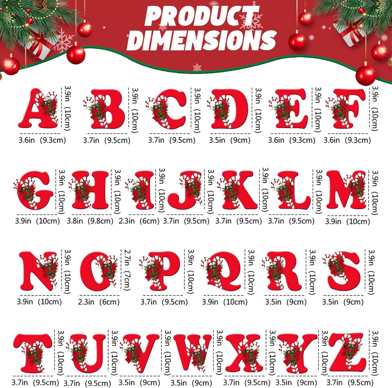 Skiennix 26 Letter Christmas Tree Ornaments - Personalized Hanging Alphabet Pendant for DIY Decor