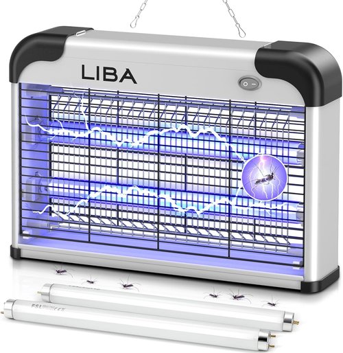 LiBa Electric Bug Zapper | Powerful 2800V Indoor Insect Killer - Includes 2 Extra Replacement Bulbs - Easy to Clean