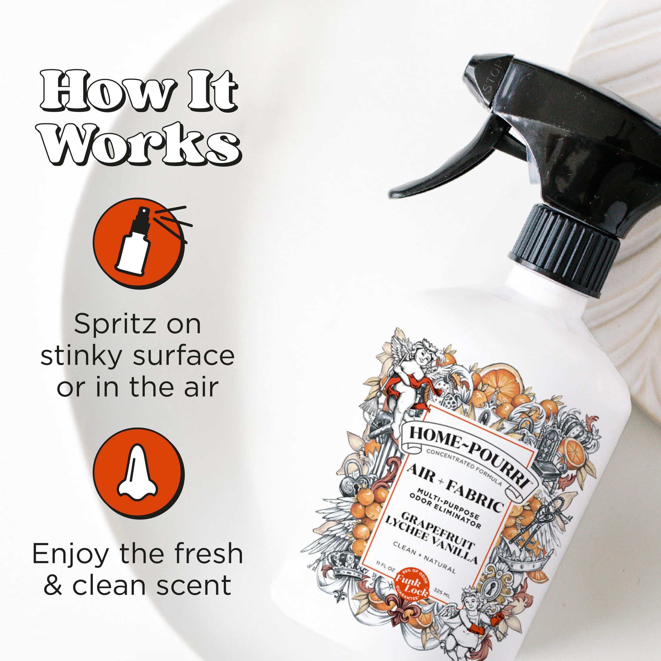 Home-Pourri Air + Fabric Multi-Purpose Odor Freshener Spray, Grapefruit Lychee Vanilla, 11 Fl Oz - Vanilla and Grapfruit Lychee