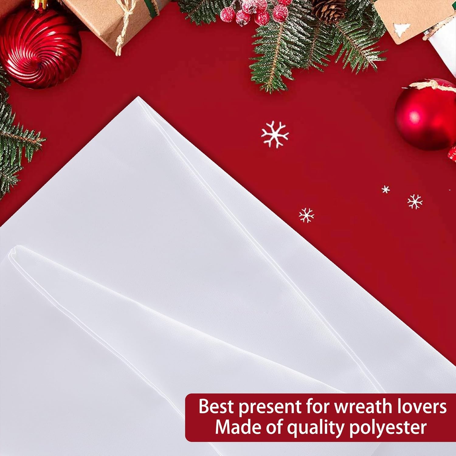 RunNico Wreath Sash - 4 Pack 4.5" W x 56.3" L | White Blank Embroidered Holiday Decor for Front Door