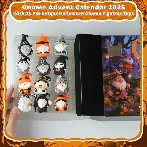 Gnome Advent Calendar 2025 - Halloween Countdown with 24 Collectible Figures | Perfect Gift for Kids & Teens