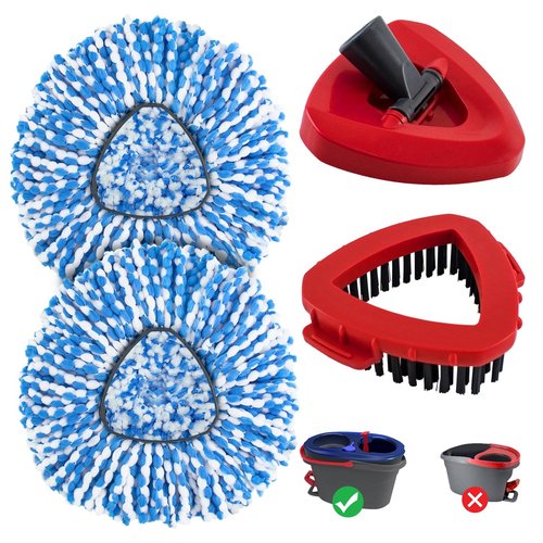 Mop Replacement Heads for O Cedar RinseClean 2 Tank System,2 Microfiber Mop Head Refills,1 Scrubber mophead and 1 Mops Base Combo Set for O-Cedar 2 Tank,MOp Replace Heads for Wet/Dry Floor Cleaning