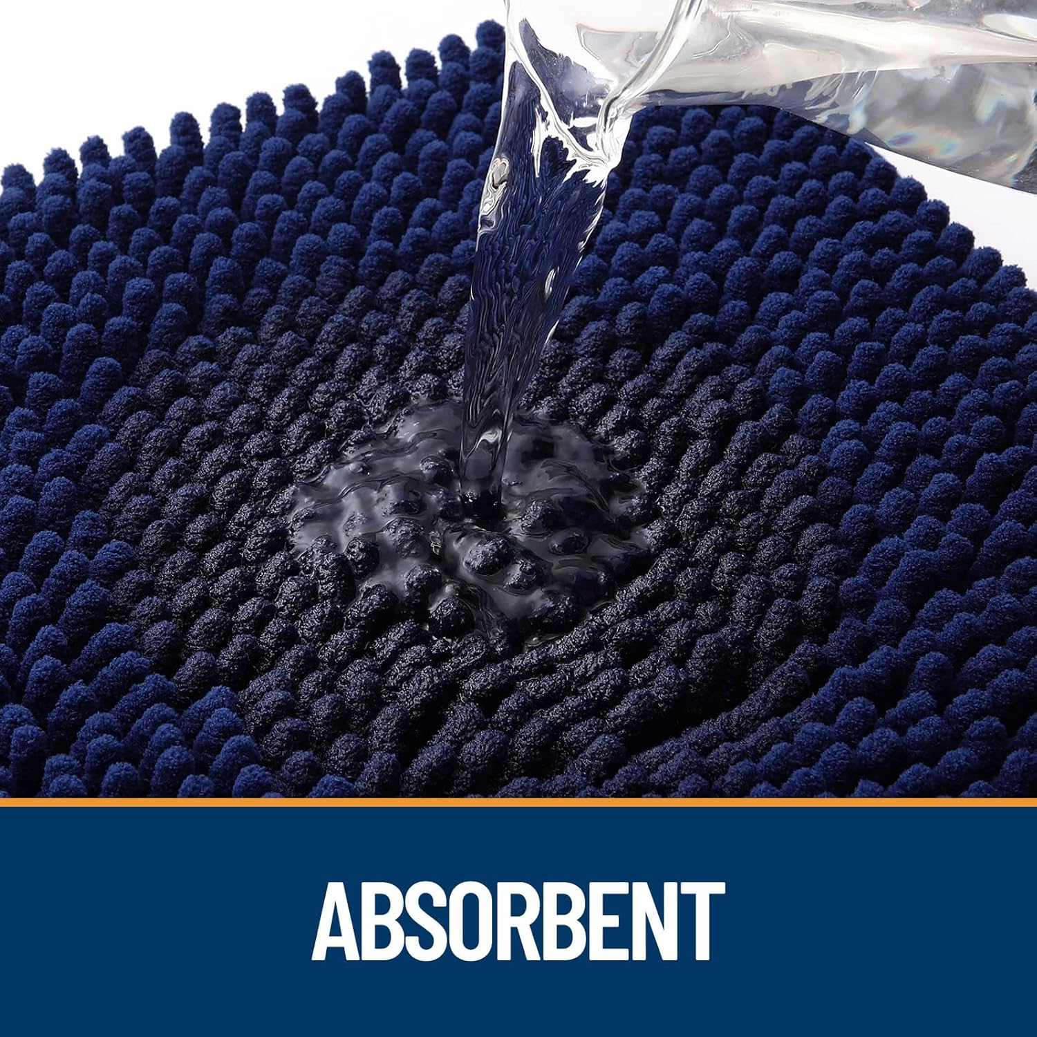 OLANLY Dog Door Mat - Absorbent Non-Slip Mud Mat for Paws | 36x24 Navy Blue Chenille Design