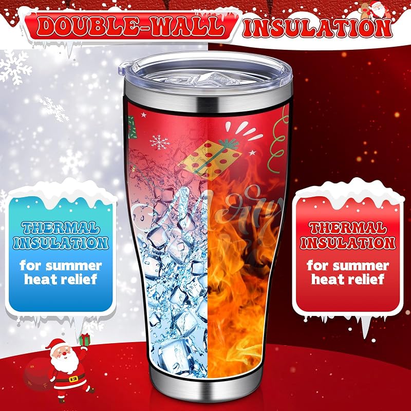 6 Pcs 30oz Christmas Tumblers Gift Set with Lids, Straws & Brushes - Cute Holiday Patterns - Variation of THIS listing