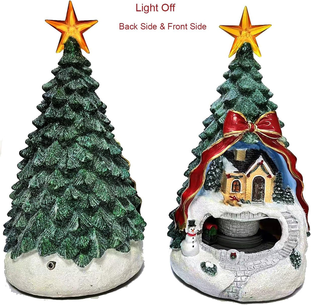 Regine Switzerland Musical Christmas Tree Village Scene - Rotating Train & LED Lights | Animated Holiday Figurine