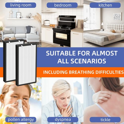 Pulluty HSP003 True HEPA Filter Replacements for Hathaspace Air Purifier Filters HSP003,3 in 1 H13 True HEPA Filter with Activated Carbon Pre-Filter,2 Pack