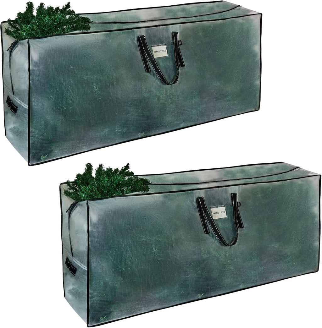 VENO Clear Christmas Tree Storage Bag - Heavy Duty 9 Ft Capacity with Zipper & Durable Handles | 2 Pack
