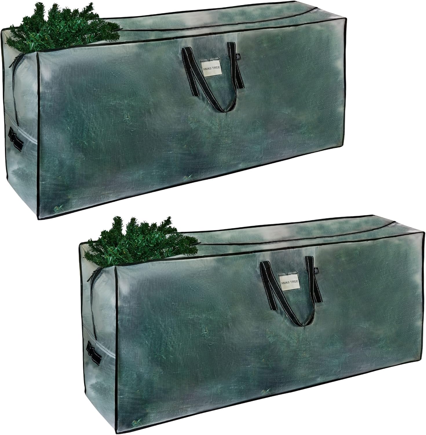 VENO Clear Christmas Tree Storage Bag - Heavy Duty 9 Ft Capacity with Zipper & Durable Handles | 2 Pack