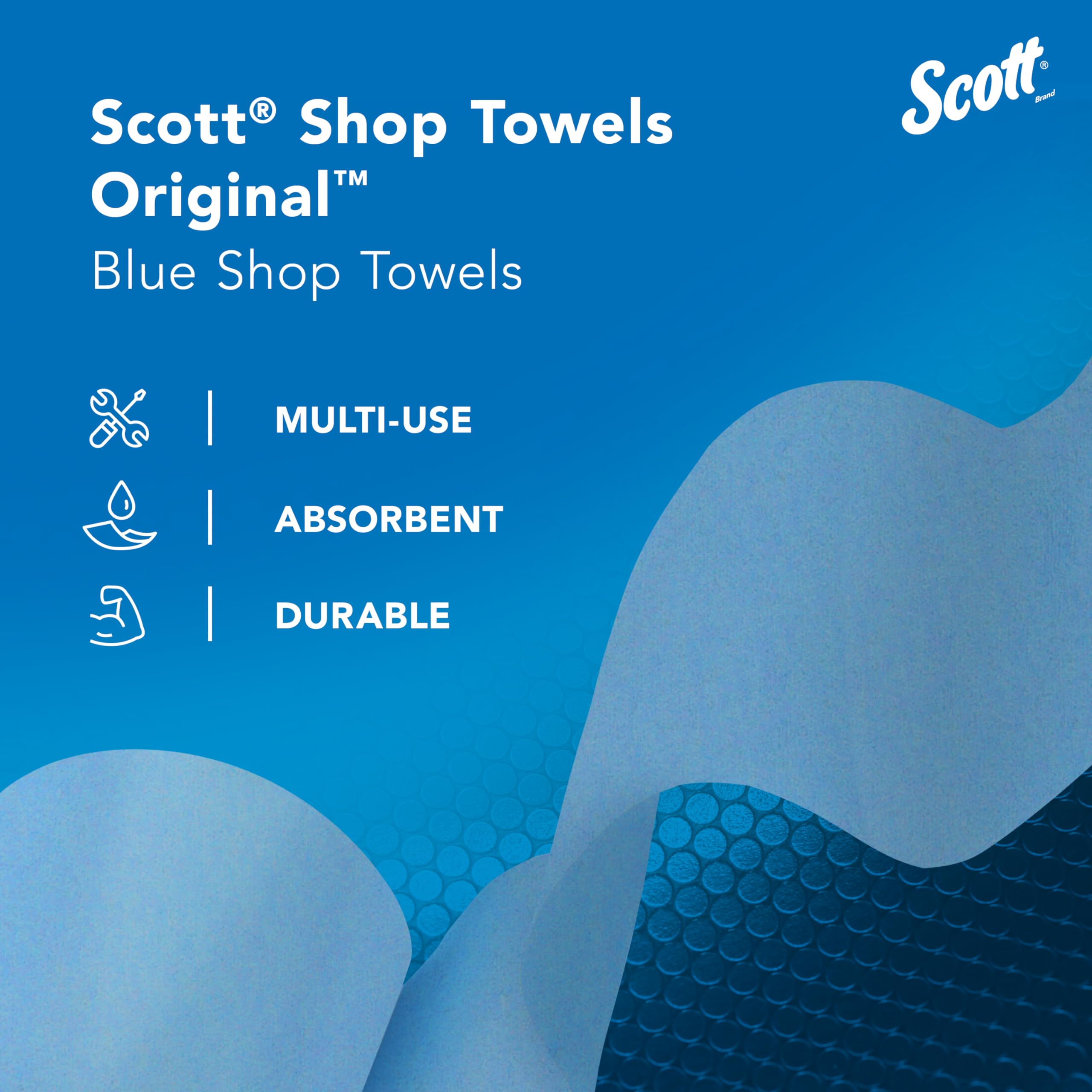 Scott Shop Original Blue Towels (75130), 9.4"x11" Cloth-like Paper Towel (30 Rolls of 55 Sheets, 1,650 Sheet Total)