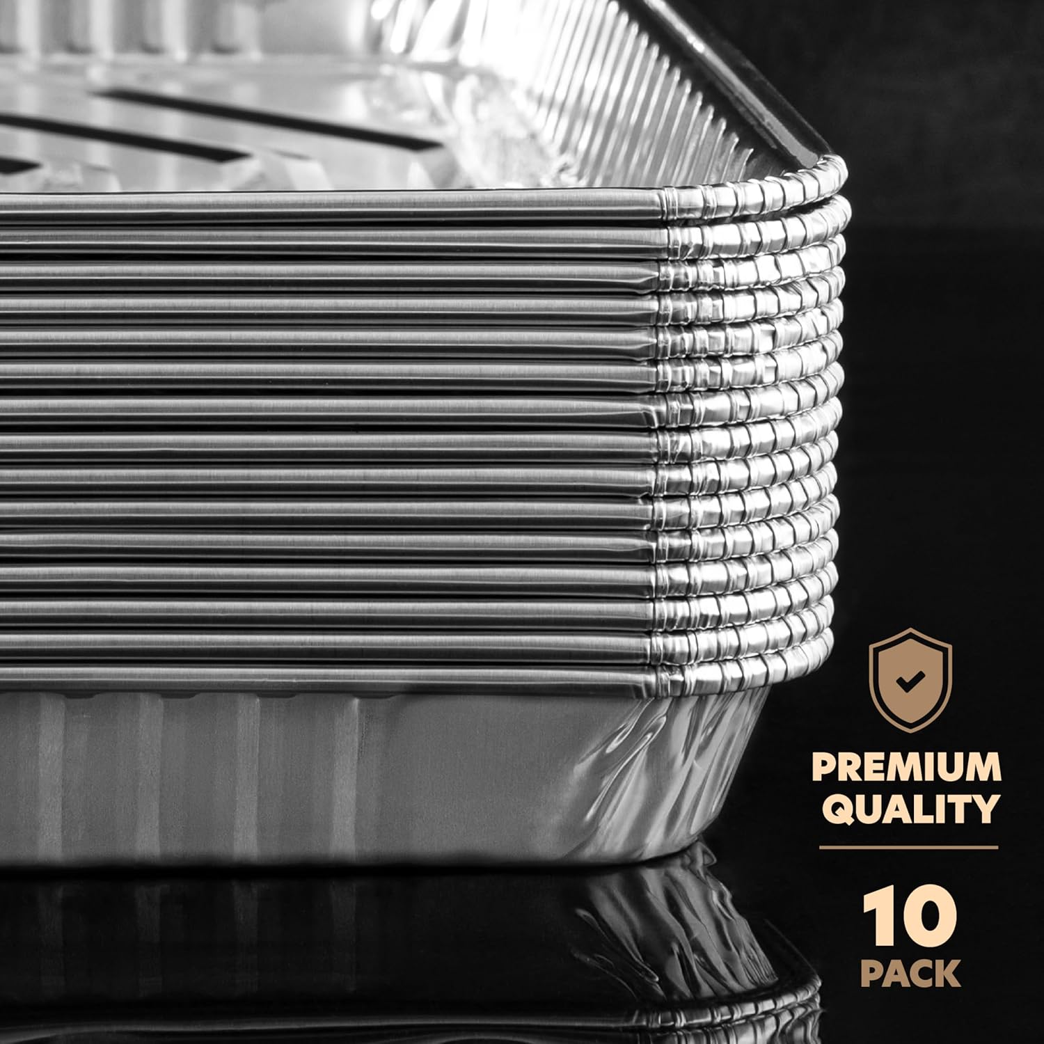 PlasticPro Aluminum Baking Pans - Heavy Duty Disposable Cookie Sheets | 10 Pack, 9'' x 13'' Size